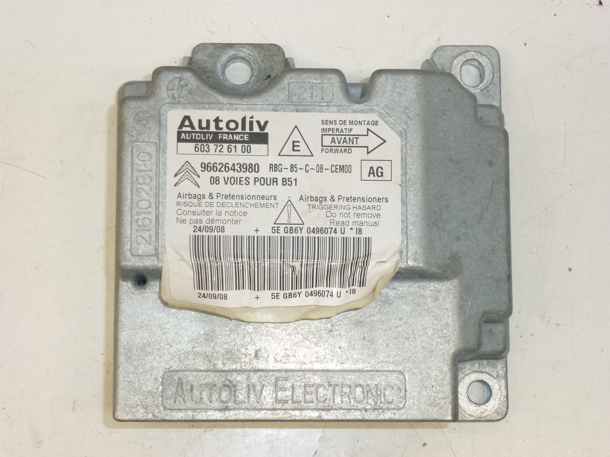 Μονάδα αερόσακων Citroën C4 9662643980 603726100 - Image 2