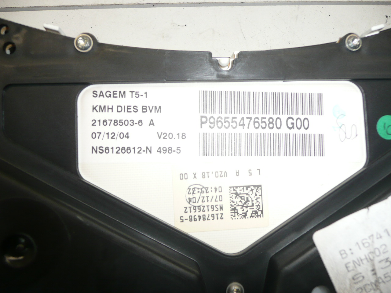 Ταχύμετρο Peugeot 307 198 χιλ. χλμ. 9655476580 G00